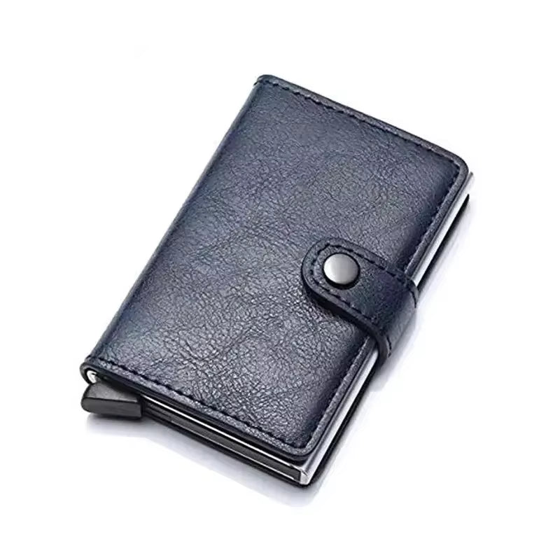 Rfid Aluminum Men Wallet Card Holder Purse Carbon Fiber Men Business Slim Thin Smart Wallet Credit Cardholder Case Note Holder