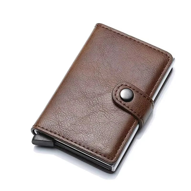 Rfid Aluminum Men Wallet Card Holder Purse Carbon Fiber Men Business Slim Thin Smart Wallet Credit Cardholder Case Note Holder