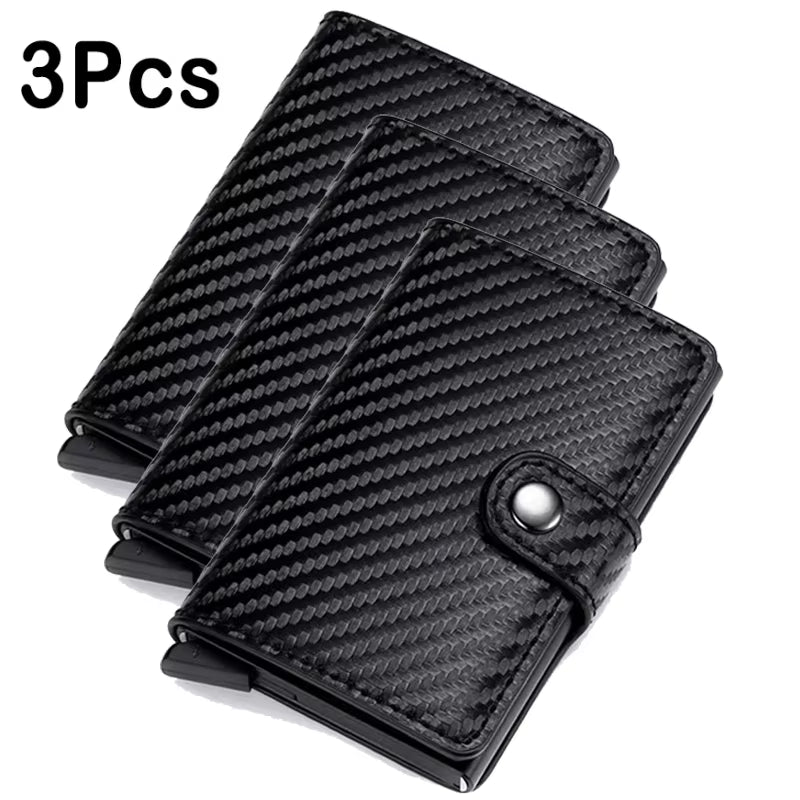 Rfid Aluminum Men Wallet Card Holder Purse Carbon Fiber Men Business Slim Thin Smart Wallet Credit Cardholder Case Note Holder