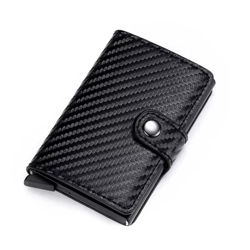 Rfid Aluminum Men Wallet Card Holder Purse Carbon Fiber Men Business Slim Thin Smart Wallet Credit Cardholder Case Note Holder