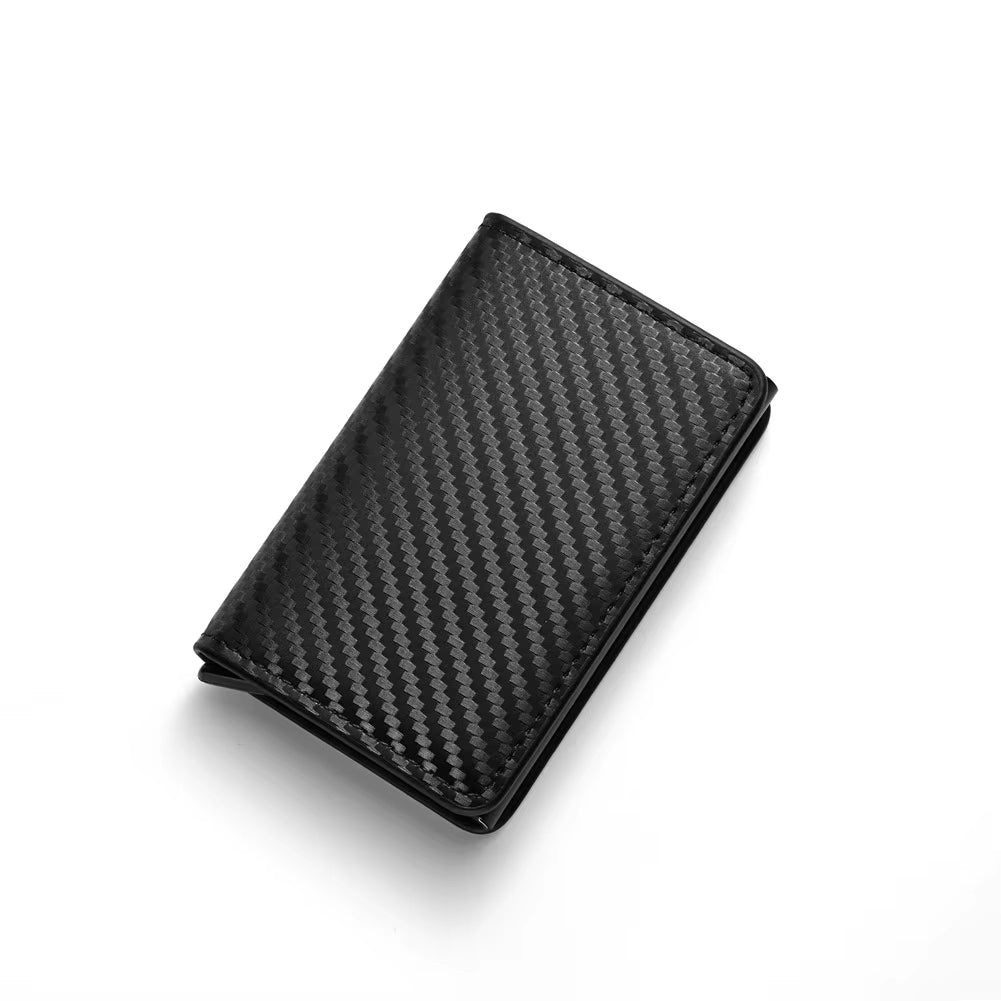 Rfid Aluminum Men Wallet Card Holder Purse Carbon Fiber Men Business Slim Thin Smart Wallet Credit Cardholder Case Note Holder