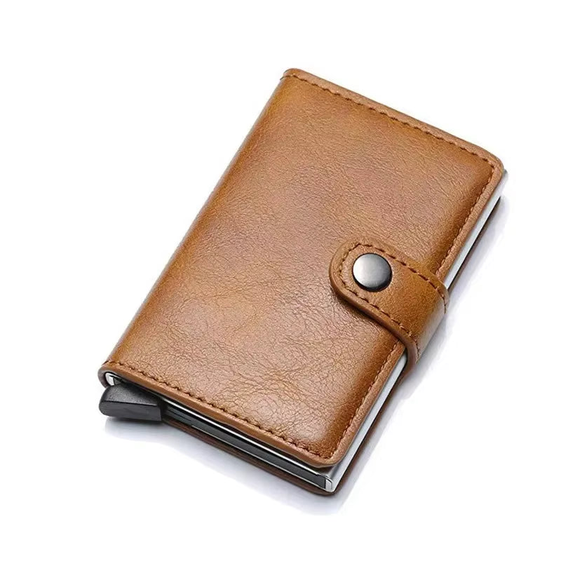 Rfid Aluminum Men Wallet Card Holder Purse Carbon Fiber Men Business Slim Thin Smart Wallet Credit Cardholder Case Note Holder