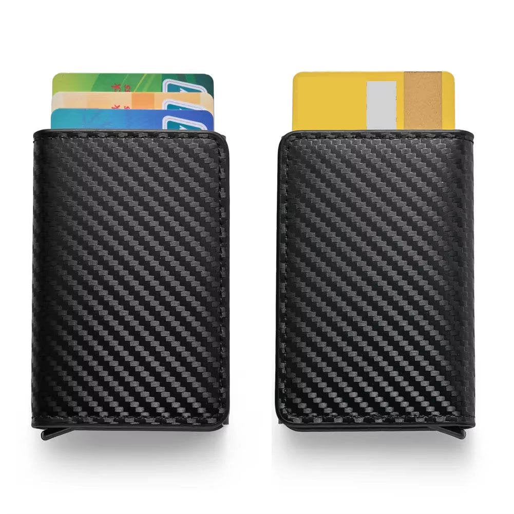 Rfid Aluminum Men Wallet Card Holder Purse Carbon Fiber Men Business Slim Thin Smart Wallet Credit Cardholder Case Note Holder
