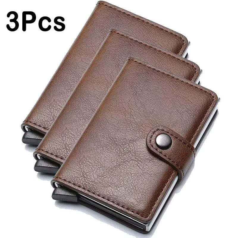 Rfid Aluminum Men Wallet Card Holder Purse Carbon Fiber Men Business Slim Thin Smart Wallet Credit Cardholder Case Note Holder