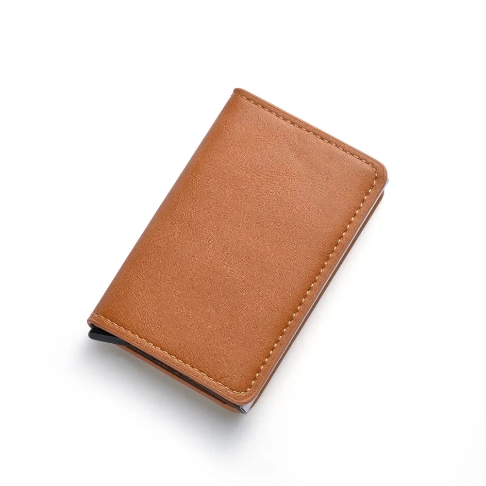 Rfid Aluminum Men Wallet Card Holder Purse Carbon Fiber Men Business Slim Thin Smart Wallet Credit Cardholder Case Note Holder