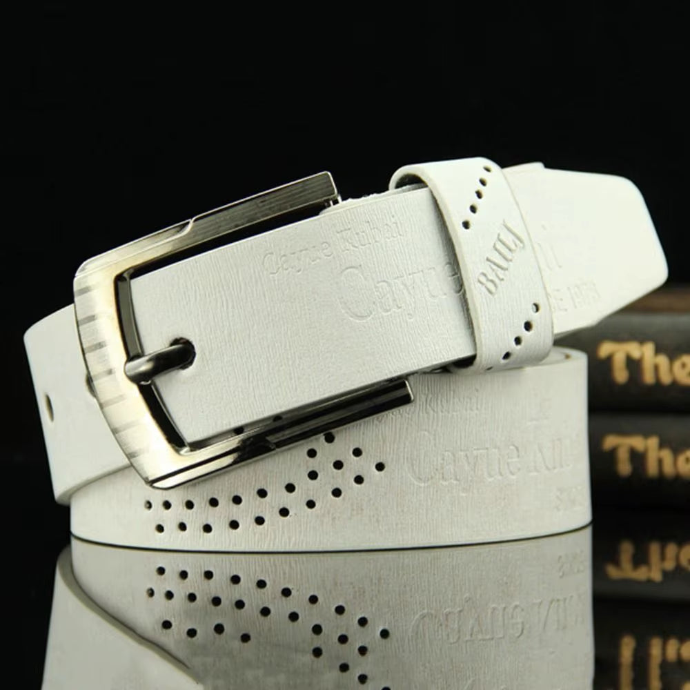 Men'S Leather Belt Letter Print Luxury Classic Buckle Business Cowboy Vintage Waistband Alloy Belts