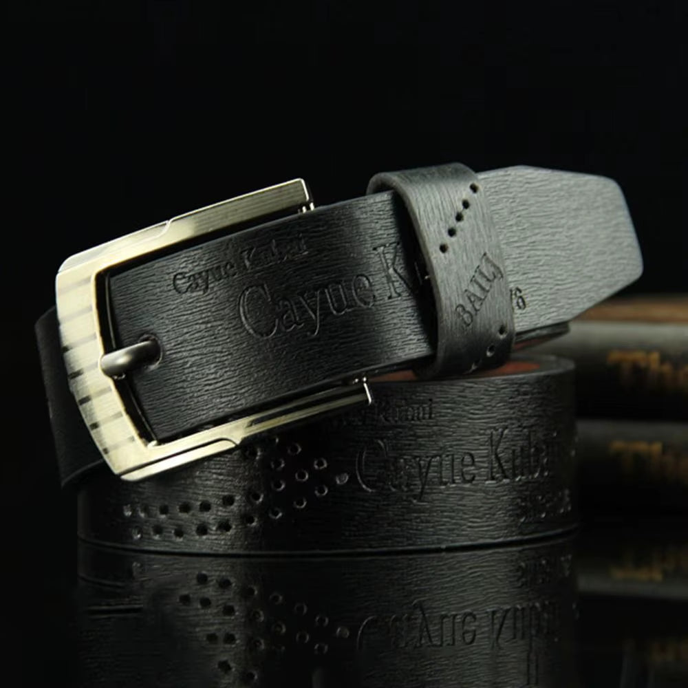Men'S Leather Belt Letter Print Luxury Classic Buckle Business Cowboy Vintage Waistband Alloy Belts