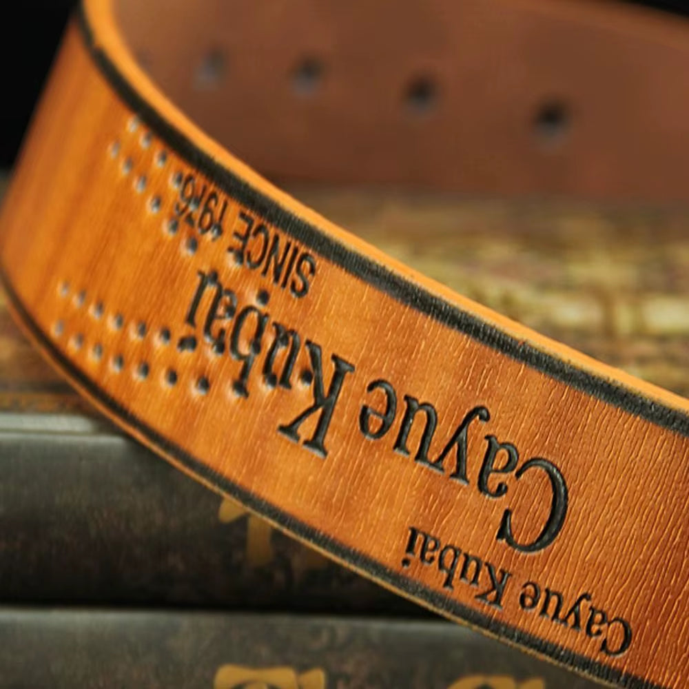 Men'S Leather Belt Letter Print Luxury Classic Buckle Business Cowboy Vintage Waistband Alloy Belts