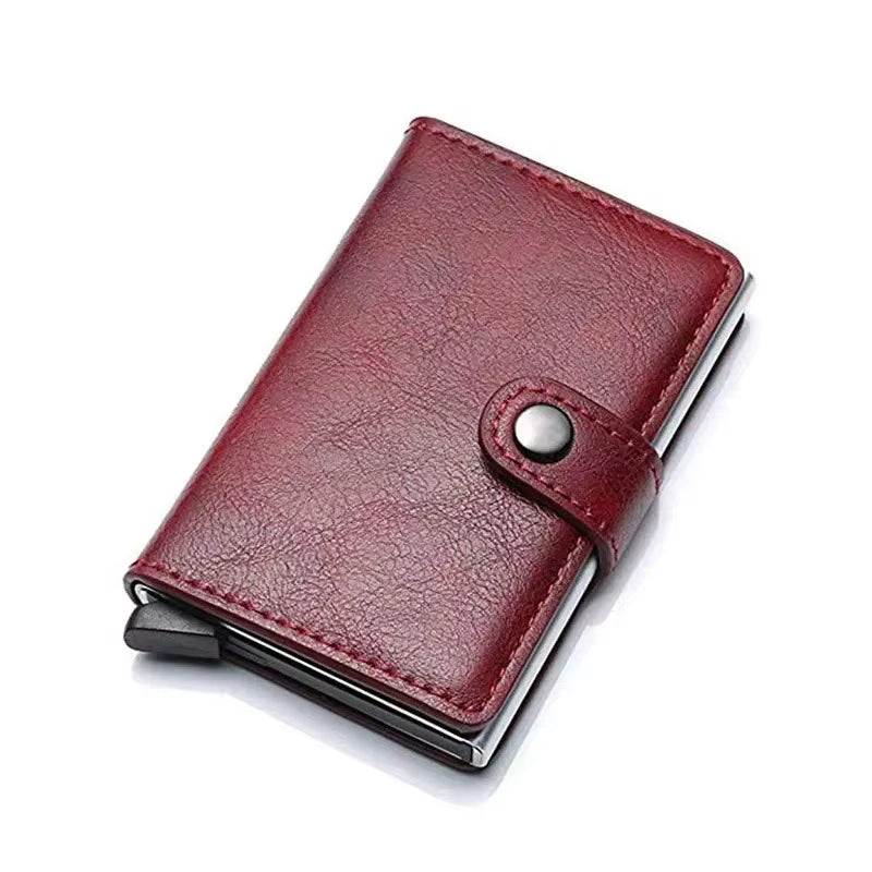 Rfid Aluminum Men Wallet Card Holder Purse Carbon Fiber Men Business Slim Thin Smart Wallet Credit Cardholder Case Note Holder