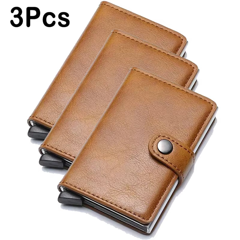 Rfid Aluminum Men Wallet Card Holder Purse Carbon Fiber Men Business Slim Thin Smart Wallet Credit Cardholder Case Note Holder