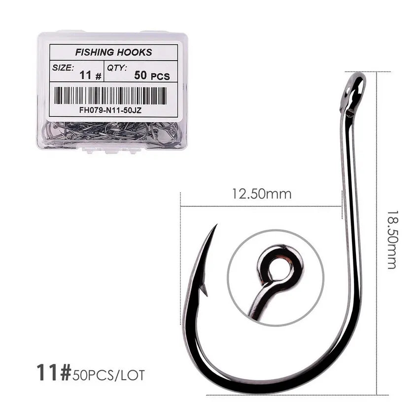 50Pcs / 20Pcs / Box Circle Carp Eyed Fishing Hook Size 2-22# Ring Eye Japan Fishhooks Fishing Hooks Single Jig Fish Hook Tackle
