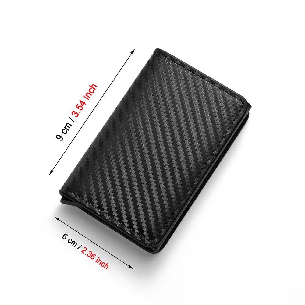 Rfid Aluminum Men Wallet Card Holder Purse Carbon Fiber Men Business Slim Thin Smart Wallet Credit Cardholder Case Note Holder