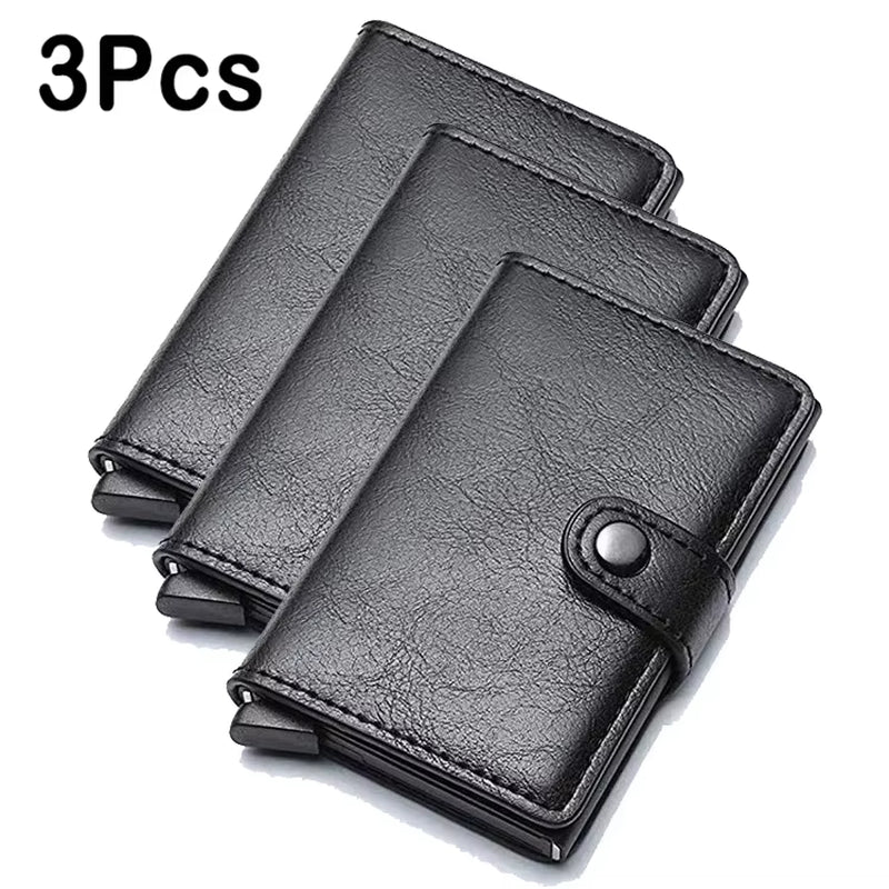Rfid Aluminum Men Wallet Card Holder Purse Carbon Fiber Men Business Slim Thin Smart Wallet Credit Cardholder Case Note Holder