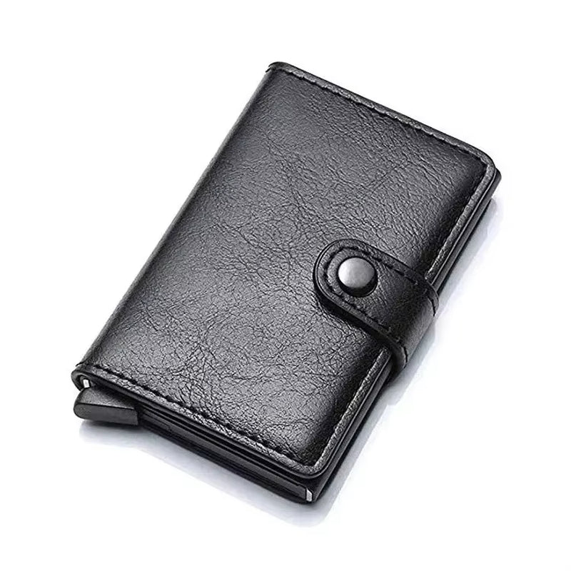 Rfid Aluminum Men Wallet Card Holder Purse Carbon Fiber Men Business Slim Thin Smart Wallet Credit Cardholder Case Note Holder