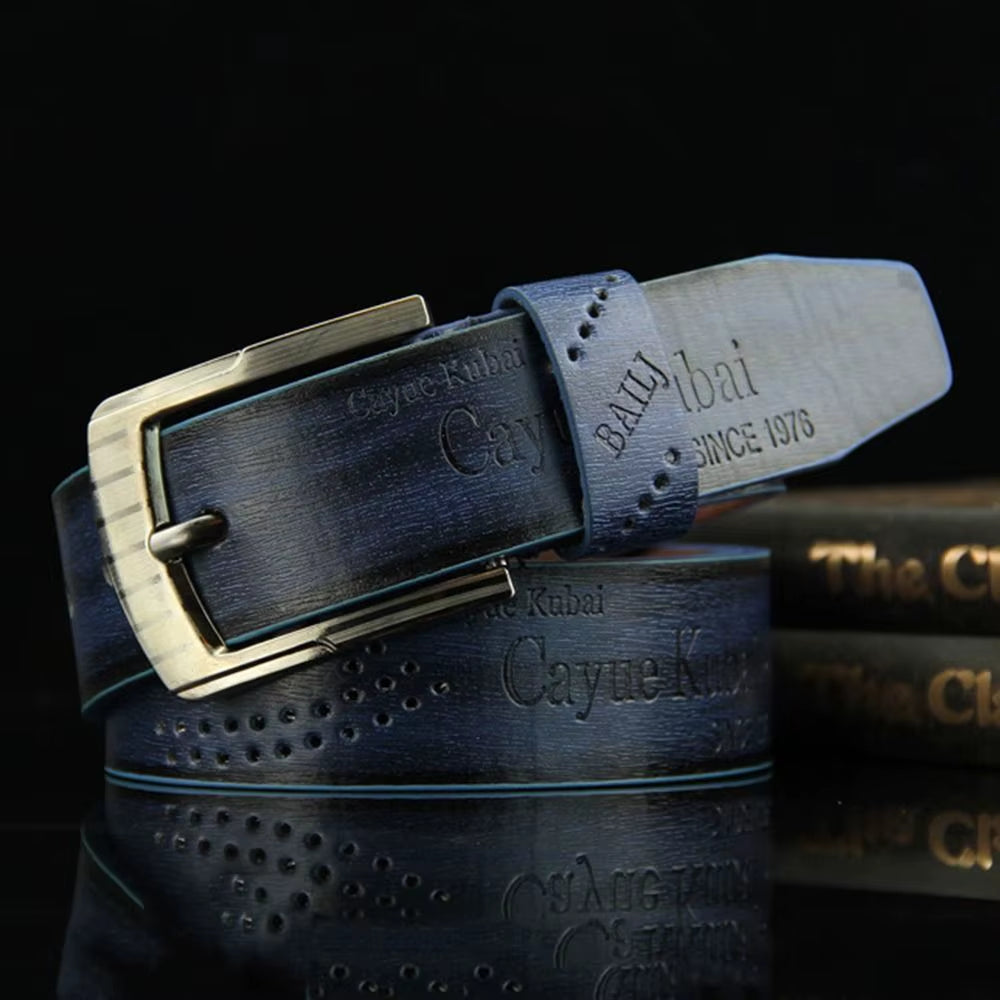 Men'S Leather Belt Letter Print Luxury Classic Buckle Business Cowboy Vintage Waistband Alloy Belts